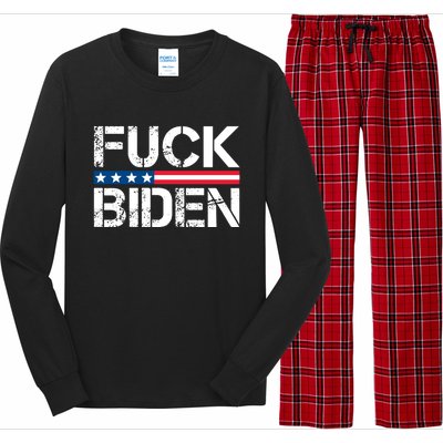 Fuck Biden American Flag Funny Anti Biden Fuck Joe Biden Long Sleeve Pajama Set