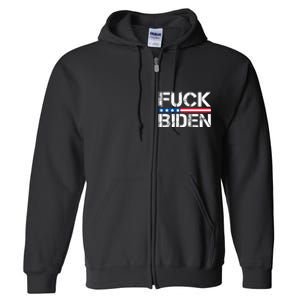 Fuck Biden American Flag Funny Anti Biden Fuck Joe Biden Full Zip Hoodie