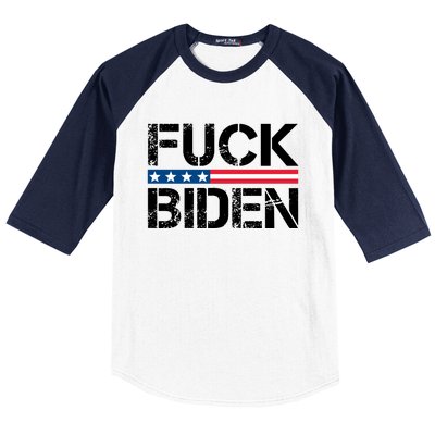 Fuck Biden American Flag Funny Anti Biden Fuck Joe Biden Baseball Sleeve Shirt