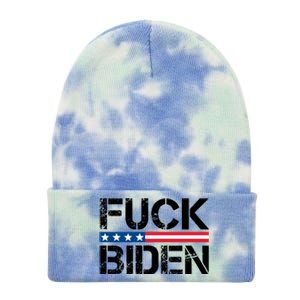 Fuck Biden American Flag Funny Anti Biden Fuck Joe Biden Tie Dye 12in Knit Beanie