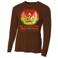 Funny Be A Gold Fish Happiest Animal On Earth Ted Lasso Cooling Performance Long Sleeve Crew