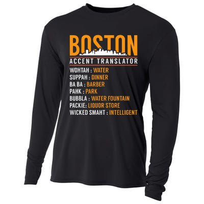 Funny Boston Accent Translator Cooling Performance Long Sleeve Crew