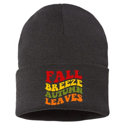 Fall Breeze Autumn Leaves Retro Sustainable Knit Beanie