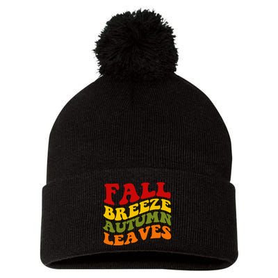 Fall Breeze Autumn Leaves Retro Pom Pom 12in Knit Beanie