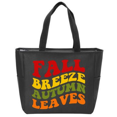 Fall Breeze Autumn Leaves Retro Zip Tote Bag