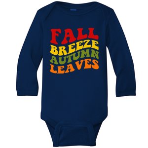 Fall Breeze Autumn Leaves Retro Baby Long Sleeve Bodysuit