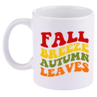 Fall Breeze Autumn Leaves Retro 11oz C Handle Ceramic Mug