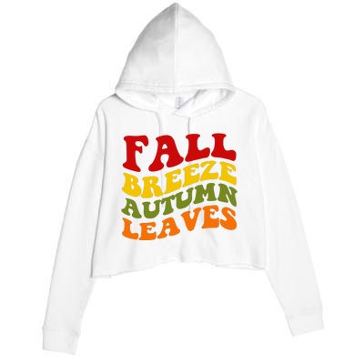 Fall Breeze Autumn Leaves Retro Crop Fleece Hoodie