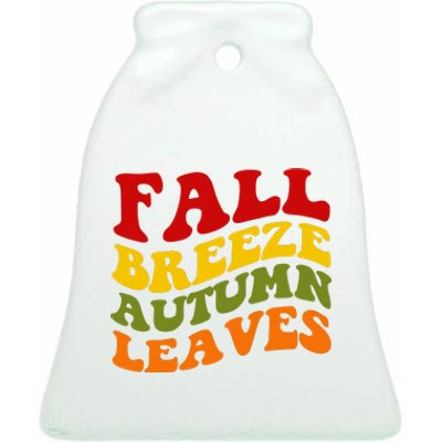 Fall Breeze Autumn Leaves Retro Ceramic Bell Ornament