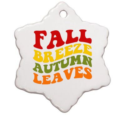 Fall Breeze Autumn Leaves Retro Ceramic Star Ornament