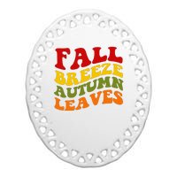 Fall Breeze Autumn Leaves Retro Ceramic Oval Ornament