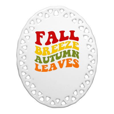 Fall Breeze Autumn Leaves Retro Ceramic Oval Ornament