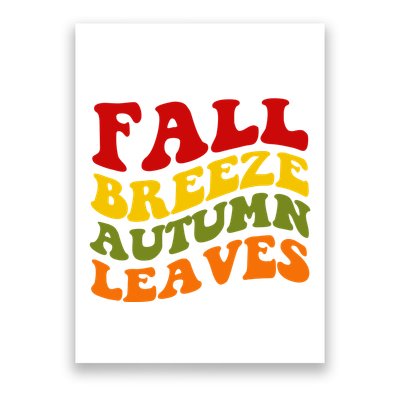 Fall Breeze Autumn Leaves Retro Poster