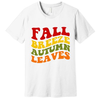 Fall Breeze Autumn Leaves Retro Premium T-Shirt