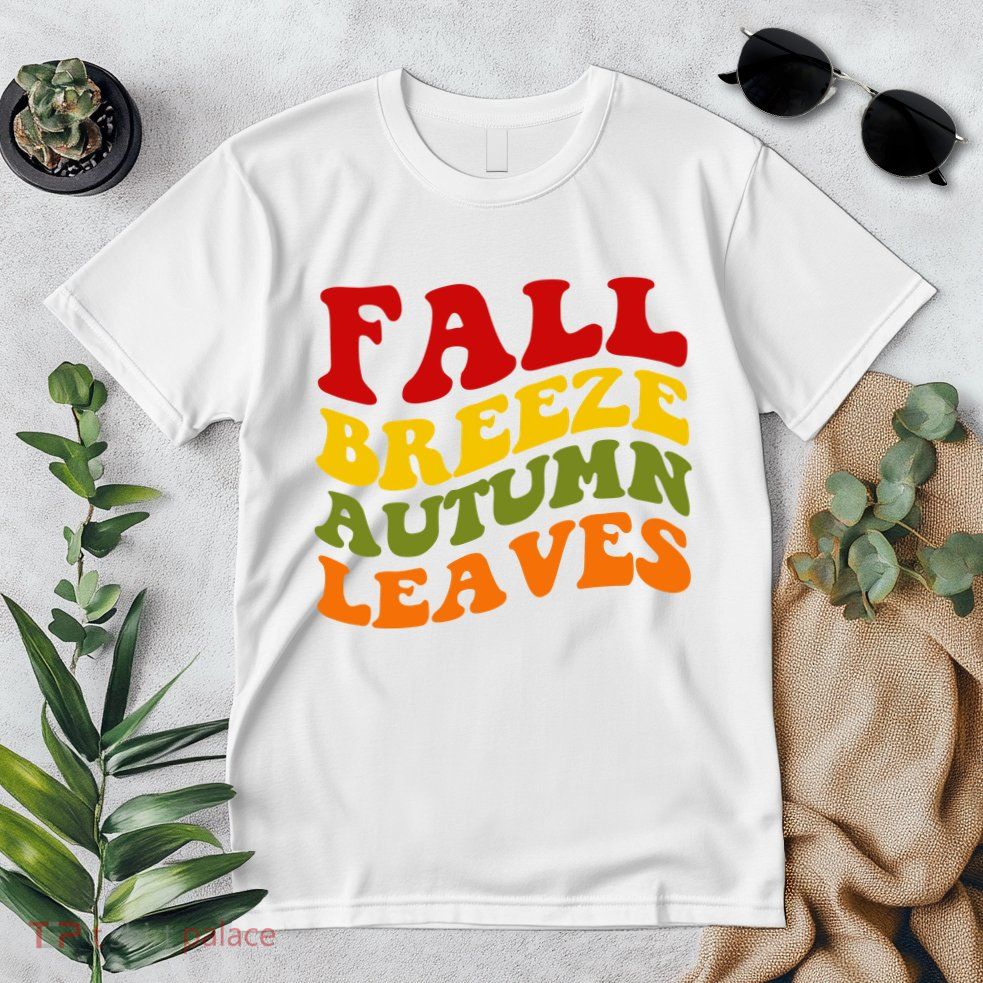 Fall Breeze Autumn Leaves Retro Premium T-Shirt