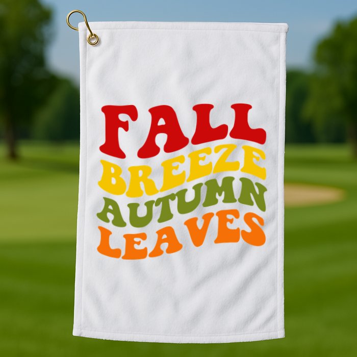 Fall Breeze Autumn Leaves Retro Golf Towel