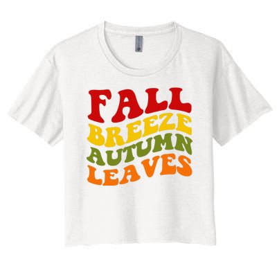 Fall Breeze Autumn Leaves Retro Women's Crop Top Tee