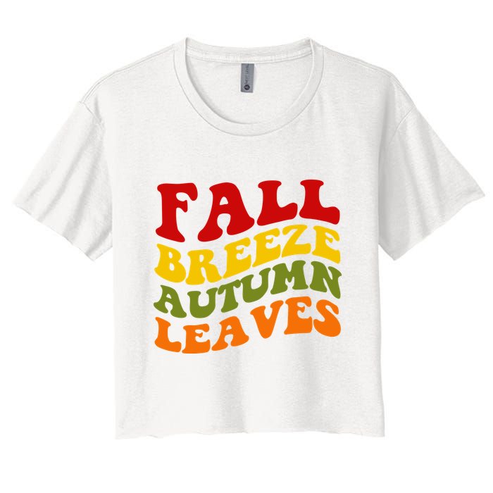 Fall Breeze Autumn Leaves Retro Crop Top