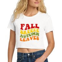 Fall Breeze Autumn Leaves Retro Crop Top