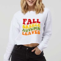 Fall Breeze Autumn Leaves Retro Cropped Pullover Crew