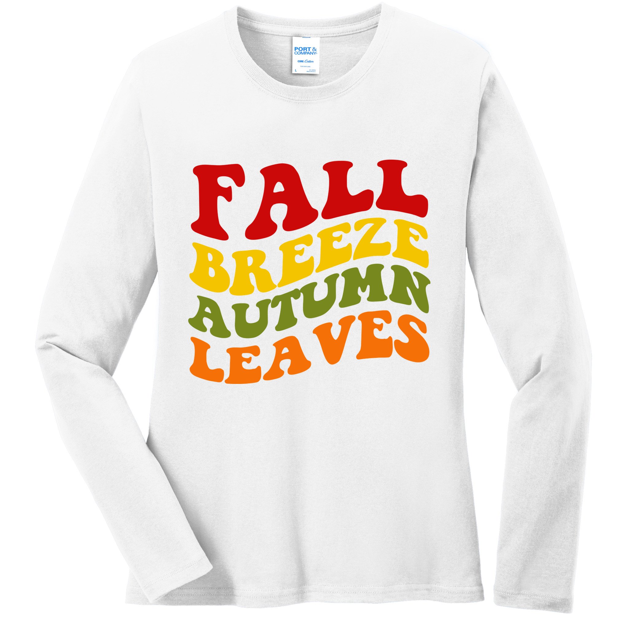 Fall Breeze Autumn Leaves Retro Ladies Long Sleeve Shirt