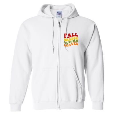 Fall Breeze Autumn Leaves Retro Full Zip Hoodie