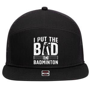 Funny Badminton Art For Men Women Shuttlecock Sport Player 7 Panel Mesh Trucker Snapback Hat