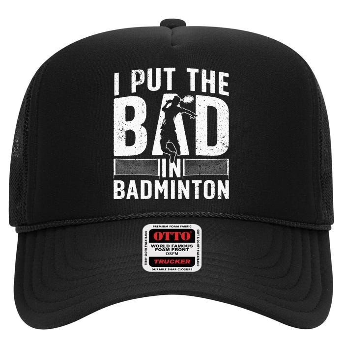 Funny Badminton Art For Men Women Shuttlecock Sport Player High Crown Mesh Back Trucker Hat