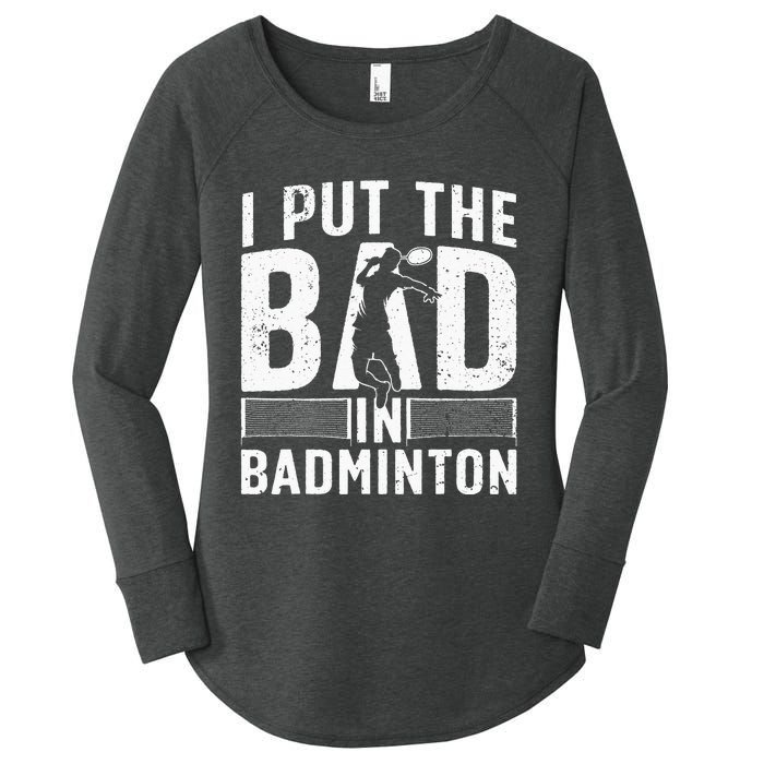 Funny Badminton Art For Men Women Shuttlecock Sport Player Women's Perfect Tri Tunic Long Sleeve Shirt