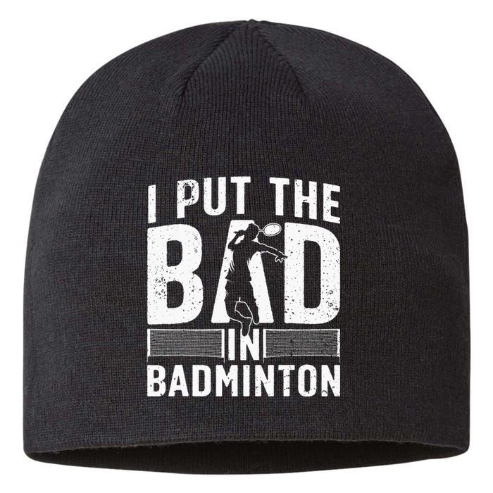 Funny Badminton Art For Men Women Shuttlecock Sport Player Sustainable Beanie