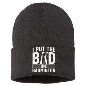 Funny Badminton Art For Men Women Shuttlecock Sport Player Sustainable Knit Beanie