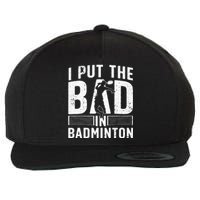 Funny Badminton Art For Men Women Shuttlecock Sport Player Wool Snapback Cap