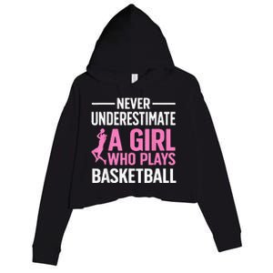 Funny Basketball Art For Girls Ns Basketball Player Crop Fleece Hoodie