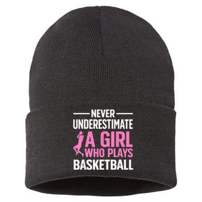 Funny Basketball Art For Girls Ns Basketball Player Sustainable Knit Beanie