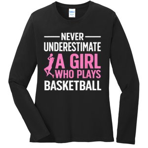 Funny Basketball Art For Girls Ns Basketball Player Ladies Long Sleeve Shirt