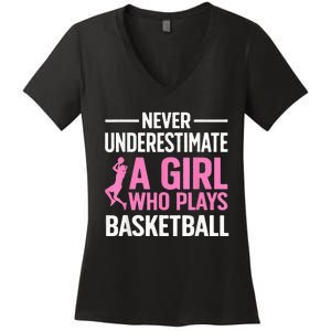 Funny Basketball Art For Girls Ns Basketball Player Women's V-Neck T-Shirt