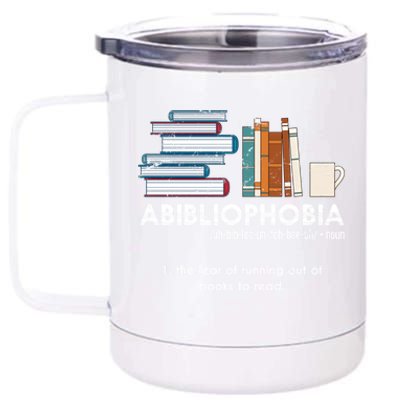 Funny Bookworm Abibiliophobia Librarian Book Nerd Reading Gift 12 oz Stainless Steel Tumbler Cup