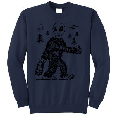 Funny Bigfoot Alien UFO Sasquatch Men Women Gifts Tall Sweatshirt