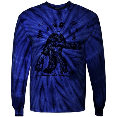 Funny Bigfoot Alien UFO Sasquatch Men Women Gifts Tie-Dye Long Sleeve Shirt