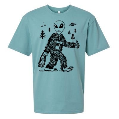 Funny Bigfoot Alien UFO Sasquatch Men Women Gifts Sueded Cloud Jersey T-Shirt