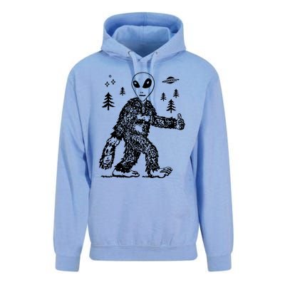 Funny Bigfoot Alien UFO Sasquatch Men Women Gifts Unisex Surf Hoodie