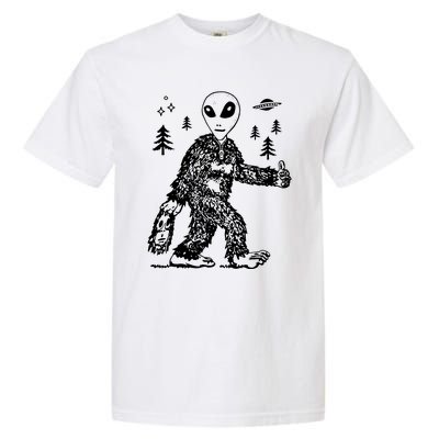 Funny Bigfoot Alien UFO Sasquatch Men Women Gifts Garment-Dyed Heavyweight T-Shirt