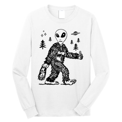 Funny Bigfoot Alien UFO Sasquatch Men Women Gifts Long Sleeve Shirt