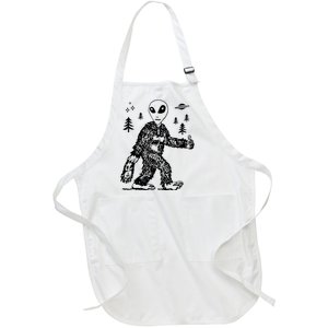 Funny Bigfoot Alien UFO Sasquatch Men Women Gifts Full-Length Apron With Pockets