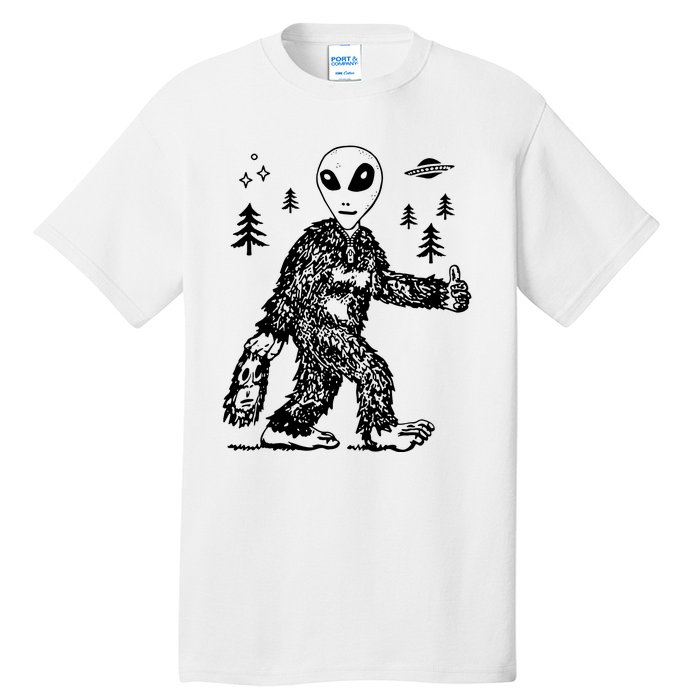 Funny Bigfoot Alien UFO Sasquatch Men Women Gifts Tall T-Shirt