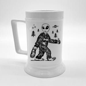 Funny Bigfoot Alien UFO Sasquatch Men Women Gifts Beer Stein