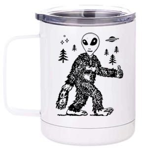 Funny Bigfoot Alien UFO Sasquatch Men Women Gifts 12 oz Stainless Steel Tumbler Cup