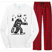 Funny Bigfoot Alien UFO Sasquatch Men Women Gifts Long Sleeve Pajama Set