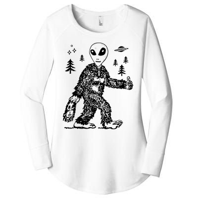 Funny Bigfoot Alien UFO Sasquatch Men Women Gifts Women's Perfect Tri Tunic Long Sleeve Shirt