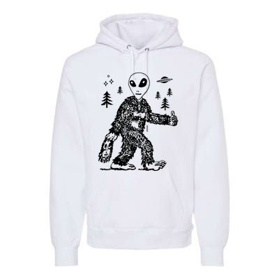 Funny Bigfoot Alien UFO Sasquatch Men Women Gifts Premium Hoodie